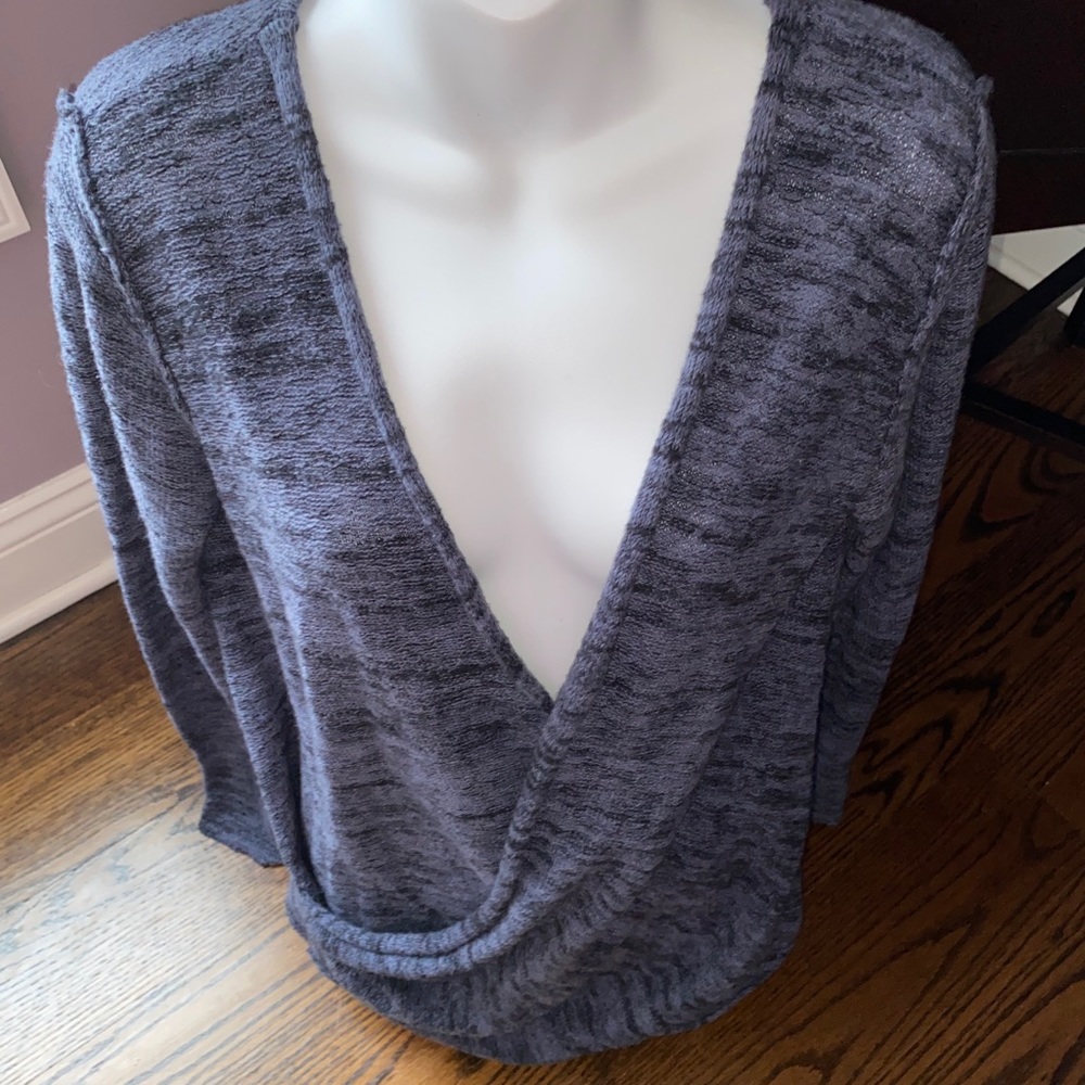 Free People Gotham Faux Wrap Marled Lightweight Sweater, M EUC - Picture 5 of 9